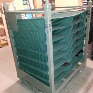steel rack with textile dunnage